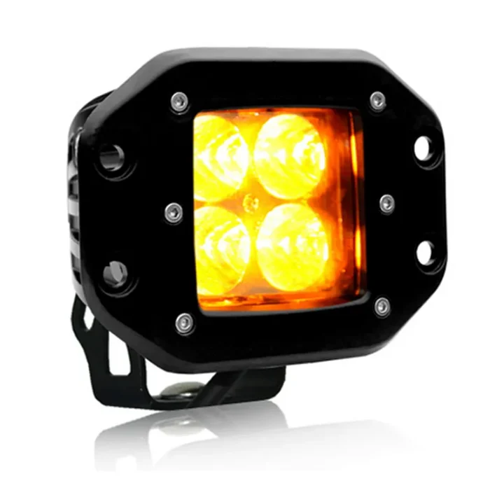 CUBO CON MONTAGE LED NEGRO DE 2" - 20 WATTS - LUZ AMBAR - INCLUYE BRACKET DE MONTAGE, NO INCLUYE CABLE DE ALIMENTACIÓN (VENTA POR SEPARADO)